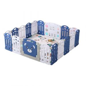 Nine point nine Parc Bebe, Grand Parc Bebe Modulable avec Tapis, Parc Bebe Pliable Extérieur Intérieur pour Enfant, Aire de Jeux Centre d'activités Nourrissons avec Éponge Anti-collision (16+2) (Kaiwen baby products, neuf)