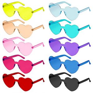 SelfTek Lunettes Cœur, 10 Paires Lunettes en Forme de Cœur, Lunettes De Soleil Coeur, Lunette Soiree de Fête pour Anniversaire, Mariage, Carnaval, Accessoires Photo pour Femmes, Hommes(Coloré) (SelfTek Direct, neuf)