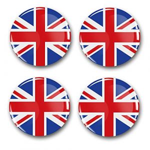 Lot de 4 autocollants en gel pour cache-moyeux, 60 mm de diam&egrave;tre, pour jantes, embl&egrave;me Doming, accessoires de tuning de voiture, DM007 (num&eacute;ro 6 United Kingdom, kit d'autocollants en gel) (Finest-Folia, neuf)