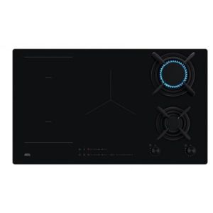 Table de cuisson &agrave; induction mixte 8000 MIXED 90 cm AEG 2 br&ucirc;leurs &agrave; gaz vitroc&eacute;ramique noir (easycasa2012, neuf)