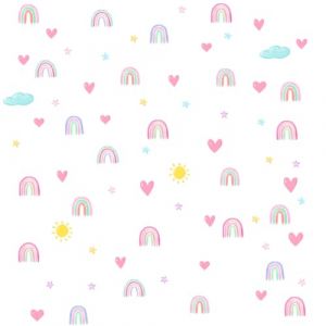 Stickers Arc-en-ciel, Stickers Muraux Enfants, Stickers Muraux avec Coeurs, Stickers Muraux Bohème, Stickers Muraux pour Chambre D'Enfant, Bébé Pépinière D'enfant Décoration Murale De La Maison (REN JIE DE DIAN, neuf)