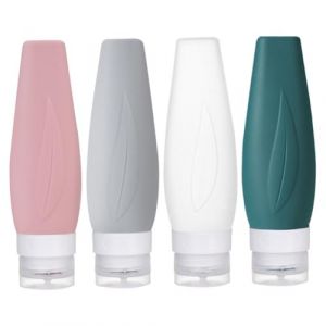 SMASOLO Set de Flacons Rechargeables Silicone avec Pochette Bouteilles de Voyage &Eacute;tanches pour Shampooing et Gel Accessoires Pratiques pour Toilettes Portables (SEASOON, neuf)