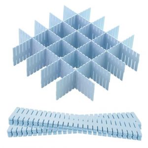 Hantoc 12 Pièces Grille Diviseur de Tiroir, Organisateur de Tiroir Réglables Separateur de Tiroir pour sous-Vêtements, Chaussettes, Maquillage, Fournitures de Bureau, Bleu (Hantoc Europe, neuf)