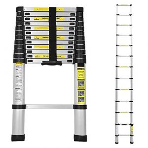 Échelle télescopique en aluminium Jopassy 3,8 m, échelle extensible en aluminium, antidérapant, échelle multifonctionnelle, échelle extensible en aluminium, 150 kg (FINLOVERN, neuf)