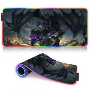 Grand Tapis Souris Jeu Black Swamp Dragon surdimensionn&eacute;, 14 Modes d'&eacute;clairage, Tapis Souris &eacute;tendu &agrave; LED &eacute;pais et Lumineux Tapis Clavier d'ordinateur 30x80cm (lijinsahn, neuf)