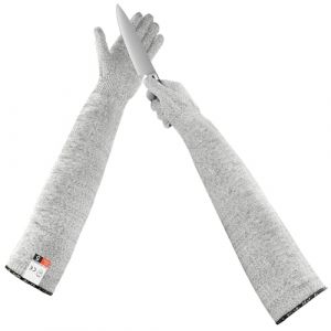 AUYAO Gants Anti-Coupures Gants Anti-Coupures Professionnels Haute Protection, Gants de Travail de Sécurité pour Cuisine Gant Huitre Protection, Gants pour Ouvrir Huitres de Niveau 5(Gris Chiné-55cm) (Yadark, neuf)