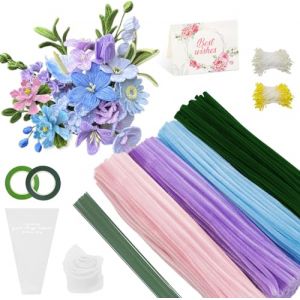YSUVIN Pipe Cleaner Flower Set 785 PCS, Bleu-Violet Clair, Violet Taro, Rose Vif, Vert Mousse, Cure-Pipe Chenille Loisir Creatif Pipe Cleaners Flower DIY, Fil Chenille Bouquet de Fleurs Cr&eacute;ations (AnYue Store, neuf)