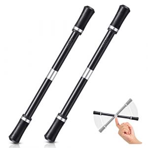 Outus 2 Pièces Stylos de Filature Stylo Jeu Mod avec Tutoriel, à Filer Rotatif au Doigt sans Recharge Stylo, Jouet d'Entraînement Cérébral Anti-Stress (Noir et Argent), (Outus-sans Recharge-po09) (KeerGeroge, neuf)