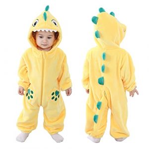 Doladola Combinaison de flanelle pour neutres b&eacute;b&eacute; enfant animaux combinaison pyjama d&eacute;guisement halloween(6-12 mois,requin jaune) (Doladola-FR, neuf)