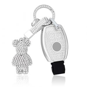 OFF WE GO Coque Cl&eacute; Etui Cles pour Mercedes Benz A B C E GLA GLC GLE GLK SLK CLA CLK W176 W245 A203 W204 W211 &Eacute;tui Cl&eacute;s Boitier Cl&eacute; Voiture Protecteur Cl&eacute; Voiture avec Porte-cl&eacute;s, Blanc (OFF WE GO, neuf)