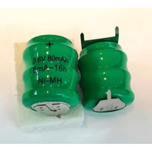 Pile Bouton Rechargeable NiMH, 3,6V, 80mAh, 15,5mm, 3/V 80H (mirage des ondes, neuf)