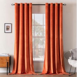 MIULEE Rideau Velours Orange Lot de 2, Super Doux Semi-occultant Rideaux à Oeillets, Rideau Thermique Velours pour Chambre Salon Décoration, Rideaux Hiver Chambre, 140X215 CM (MIULEE HOME, neuf)