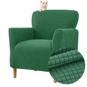 Highdi Housse de Fauteuil Extensible 1 Place, Jacquard Housse de Fauteuil Club Couverture de Fauteuil Chesterfield Lavable Protecteur de Fauteuil pour Salon Tub Chair Canapé (Vert foncé) (Highdi, neuf)