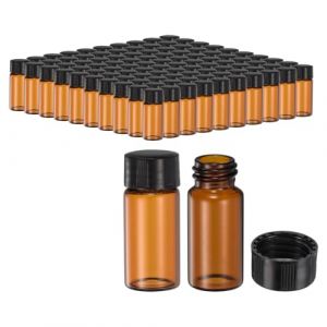PATIKIL Flacons en Verre Ambré de 10 ml, Lot de 100 Flacons d'Échantillons avec Bouchon à Vis, Flacon de Stockage Étanche pour Liquides d'Échantillons en Verre de Laboratoire (PATIKIL UK, neuf)