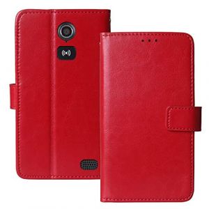 Dingshengk Flip Premium Cuir Housse Magn&eacute;tique T&eacute;l&eacute;phone Coque TPU Silicone pour Doro Liberto 8031 4.5" &Eacute;tui Cas Couverture Protecteur Case Portefeuille Cover Business Wallet (Rouge) (Dingshengk, neuf)