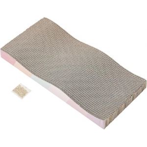 Griffoir en forme de vague pour chat avec herbe à chat – Tapis griffoir en carton ondulé durable pour chats d'intérieur (Trusttread, neuf)