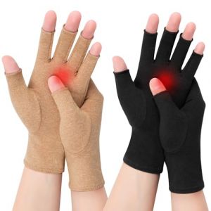 Kiiwah 2 Paires Gants Arthrose, Gants de Compression pour Femmes et Hommes, Gants sans Doigts Anti Arthrite Soulage les Douleurs Polyarthrite Rhumato&iuml;de, le Canal Carpien, Favorise la Gu&eacute;rison (Kurlin, neuf)