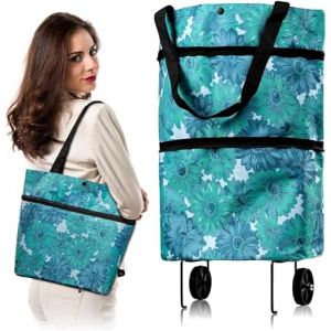 MEIYAXINWIN Chariot De Courses Pliable, Chariot 2 en 1 R&eacute;Utilisable, Sacs De Courses Pliable avec roulettes pour Le Shopping &agrave; Domicile Supermarch&eacute; (Duchang meiyaxin Co., Ltd, neuf)
