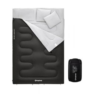 KingCamp Double Sac de Couchage avec 2 Oreillers, Sac de Couchage Rectangulaire Camping pour 2 Personnes Détachable Confortable pour Tentes Camion Randonnée Extérieur Intérieur, 220 * 150cm (KingCamp EU, neuf)
