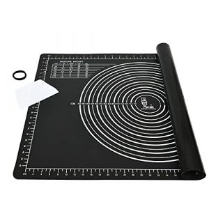 SUPER KITCHEN Tapis de Cuisson Tapis &agrave; P&acirc;tisserie en Silicone Antid&eacute;rapant Extra Large avec Mesures 71&times;51cm et Grattoir &agrave; P&acirc;te, pour Tapis de P&acirc;te &agrave; Rouler, Fondant/Tapis de La Cro&ucirc;te &agrave; Tarte (Noir) (Vnraykitchen, neuf)