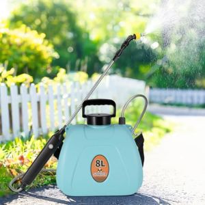 Pulverisateur Electrique, 6 L Pulverisateur Lance Telescopique USB avec 3 Buses Courroie d'épaule Réglable, Nouveau Pulverisateur de Jardin, Batterie 7.5V/4000 mAh (8L-Bleu) (Happiness Trades, neuf)