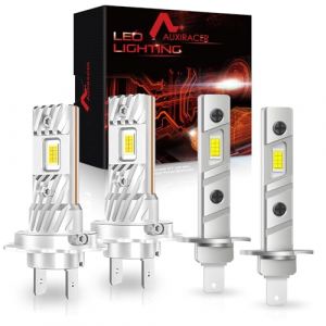 AUXIRACER Ampoule H1+H7 LED, 100W H1+H7 LED Lampes de Phares Voiture, 6500K Lumi&egrave;re Blanche, Format Mini 1:1, 60000+ Heures De Vie, 9-24V Plug and Play, 4 Pi&egrave;ces (SLINN LIGHT, neuf)