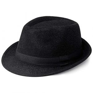 Coucoland Chapeau Panama 1920s pour Homme-Chapeau Fédora Mafia Gangster Accessoires de Costume Gatsby Taille Unique Noir Feutre (BABEYOND  FR, neuf)