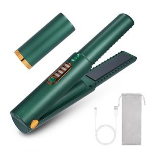 Fer à Friser Portatif Sans Fil Rechargeable de Fer à Lisser, 2 en 1,Mini Lisseur de Voyage Portable,Chauffage Rapide Lisseur Cheveux,3 Température Réglable (vert) (Lianghon, neuf)