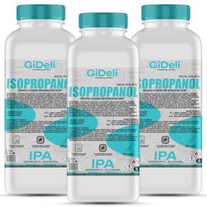 GiDeli Isopropanol 99,9 % - 3 litres - Alcool isopropylique à haut pourcentage IPA - Pour le nettoyage des composants électroniques, des lentilles et des écrans - Nettoyage des résines en impression (Posh Sp. z o.o., neuf)