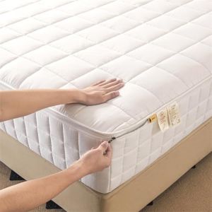 Housse de Matelas Int&eacute;grale Demenagement 140x190 Personnalisable Housse pour Matelas de Protection avec Fermeture &Eacute;clair Respirante Protege Matelas Matelass&eacute; &agrave; Cinq C&ocirc;t&eacute;s Surmatelas(90x190+20cm,White) (LJQAILJYLJY, neuf)