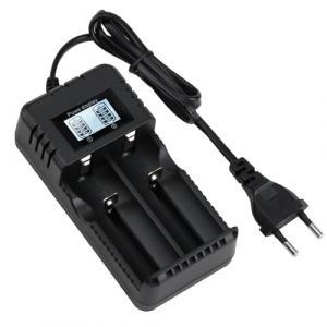 Chargeur Accu LCD Affichage 3.7V pour 26650 18650 Li-ION Batteries, 2 Fentes Chargeurs de Batterie pour 18350 14500 16340 17500 17670 18500 21700, Charge Piles Charge Rapide Intelligente (ZhanXingBoFu, neuf)