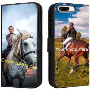 FortiCase Coque Personnalisée pour iPhone 8 Plus,Cuir Housse Clapet Protection Étui Fentes Support Case,Personnalisable Etui avec Votre Propre Photo Image Texte Housse - Black-LN4 (Lanni Trade, neuf)