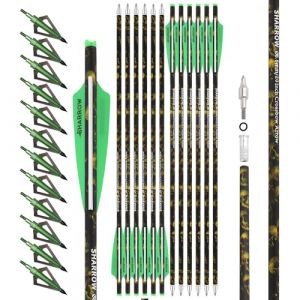 surwolf Boulon d'arbal&egrave;te 16 "17" 18 "20" 22 "Fl&egrave;ches d'arbal&egrave;te en Carbone, pour tir &agrave; l'arc,fl&egrave;che en Carbone pour arbal&egrave;te fl&egrave;ches d'arbal&egrave;te de Chasse 12 pcs (Vert Set, 22") (NGL Shop, neuf)