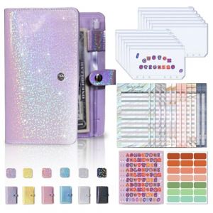 Liemuao A6 Classeur Enveloppe Budget, Budget Planner, Portefeuille Brillant avec 12 Budget Enveloppe,12 Feuilles de Budget,4 Autocollants pour Organisateur de Factures de Tr&eacute;sorerie (Violet) (Liemuao, neuf)