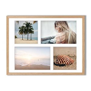 aFFa frames Tisar 24x30 cm Cadre photo en bois avec verre synth&eacute;tique incassable multi-vues Cadre Multi Photo avec Passe-Partout 4 ouvertures pour 2 images 10x15 cm et 2 images 10x10 ch&ecirc;ne (05) (aFFa frames, neuf)