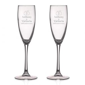 Wanapix | Pack 2 Fl&ucirc;tes &agrave; Champagne Personnalis&eacute;s | Coupes de Champagne avec Gravure | F&ecirc;tes/Anniversaire/Mariage | Verres &agrave; Champagne | Verre 20cl | Rings (Wanapix, neuf)
