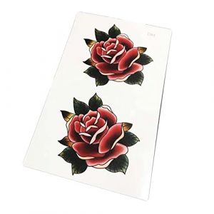 Autocollants de tatouage, faux tatouages, faux tatouages, tatouages ​​temporaires, 2 feuilles d'autocollants de tatouage temporaire rose rouge, cicatrice sur le dos de la main couvrant les faux tatoua (YPLXY, neuf)