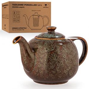Théière avec infuseur Swansea Vert Mer, 1,1 L avec infuseur, en porcelaine de URBAN LIFESTYLE, théière anti-goutte. Théière avec infuseur en porcelaine. (Urban Lifestyle, neuf)