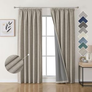 Joydeco 100% Rideau Occultant Thermique en Lin avec Galon Fronceur 132x214 cm 2 Pi&egrave;ces, Rideau Isolant Thermique Anti Froid et Chaleur &agrave; Passe Tringle pour D&eacute;coration de Porte Fen&ecirc;tre (joydeco, neuf)