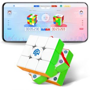 GAN356 i Carry E Smart Cube avec 150h d'autonomie, 3x3 Speed Cube Contr&ocirc;le par Appli, Cube Magique R&eacute;glable GES Pro+ pour D&eacute;butants et Pros, sans Recharge(Version Givr&eacute;e) (GAN Cube FR, neuf)