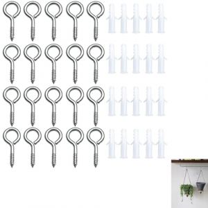 20 Pièces M5 x 65 Crochet à Vis en Acier Inoxydable, Crochets Pitons à Visser Inoxydable Crochet a Visser Crochets Métalliques Autotaraudants Vis à Oeillet pour Hamacs Auvents Fauteuils Suspendus (Zifukeji, neuf)