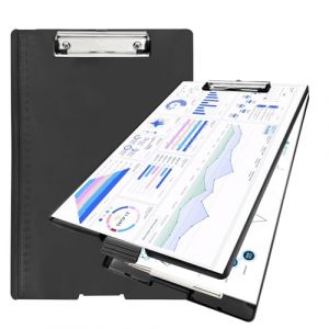 Comzantor Porte Documents, Porte-bloc A4 Avec Boîte de Rangement, Porte Bloc avec Pince en Métal, Planchettes, Clip Planches avec Couvercle, pour Bureau, Salle de Classe, le Restaurant - Noir (COMAN STORE S.R.L., neuf)