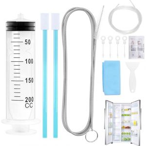 TAIXING 12 Pièce Nettoyage pour Réfrigérateur, Kit Nettoyage Frigo, DOutil de Nettoyage de Réfrigérateur, 1.5 M Frigo Outils de Nettoyage avec Tuyau 1 M Seringue de 200ml Chiffon Bouchon de Vidange (TaiXIN, neuf)
