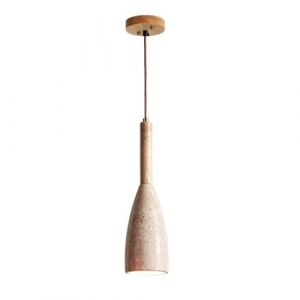 RXPVUXE Lampe &agrave; suspension en pierre de grotte jaune Mini luminaire suspendu en pierre de grotte noire avec tasse en bois, d&eacute;cor r&eacute;tro Wabi Sabi &eacute;clairage de plafond suspendu lampes &agrave; suspension nordi (Shi Lexing, neuf)
