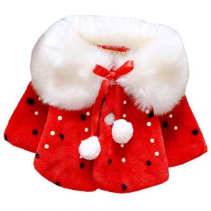 OKSakady Nouveau Née Bébé Fille Duveteux Fausse Fourrure Manteau Veste Cap Manteau Poncho 0-3 Ans (Sakady-EU, neuf)