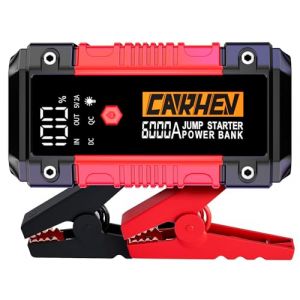 CARHEV Booster Batterie Voiture 6000A, 26800mAh Démarreur de Voiture (Jusqu’à 10L Essence & 10L Diesel), 12V Portable Jump Starter avec Lampe à LED, Grand Écran LCD, Pinces de Sûreté Intelligentes (Hooice Store, neuf)