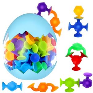 Zeawavsl 48 Pièces Jouets à Ventouse Enfants, Silicone Jouets de Bain pour Enfants, Jouet de Baignoire, Jouet Sensoriel avec œufs de Dinosaures pour 3, 4, 5, 6, 7, 8 Ans, Garçons et Filles (OROSZ ZEALWAVE, neuf)