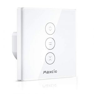 Maxcio Interrupteur Volet Roulant Connecté Compatible Avec Alexa Et Google Home, Interrupteur Connecté Volet Roulant Intelligent Avec Minuterie Et Commande Vocale, Interrupteur Tactile (1, Blanc) (Maxcio Smart Mall, neuf)