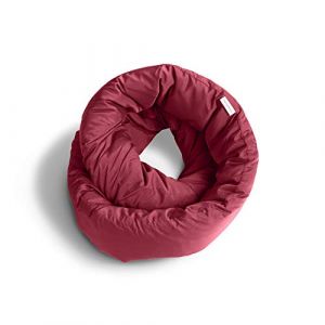 Huzi Infinity Pillow - Oreiller de Voyage, écharpe de Soutien du Cou Souple et Respirant pour Dormir en vol, Avion, Maison et Bureau - Lavable en Machine (Bordeaux) (Huzi, neuf)