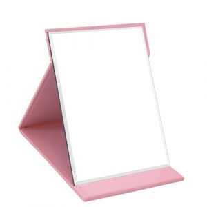 WISYOK Miroir Maquillage Pliable Coiffeuse sur Pied, Miroir de Table Portable, Coiffeuse en Cuir PU, Super HD R&eacute;glage Multi-Angle - 16x12cm (Rose) (WISYOK STORE, neuf)